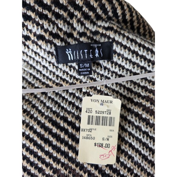 NWT II Sisters black cream gold yellow wrap front long cardigan sweater size S/M - Picture 9 of 16